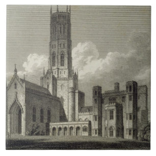 Southeast beskådar av den Fonthill abbeyen, 1812 Kakelplatta