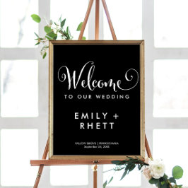 Southern Belle Calligraphy | Black Welcome Bröllop Poster