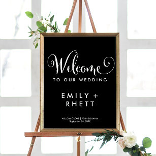 Southern Belle Calligraphy   Black Welcome Bröllop Poster