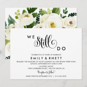 Southern Belle Calligraphy Blommigt Vow Renewal Inbjudningar