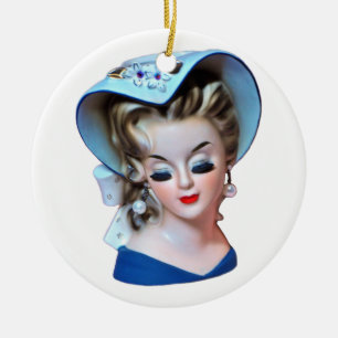 Southern Belle Head Vas Bonnet Dam Old Fashiged Julgransprydnad Keramik