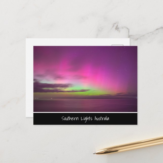 Southern Lights Australien - Foto på natthimlen Vykort (Fram/Back In Situ)