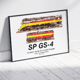 Southern Pacific GS-4 Daylight ånglok Poster