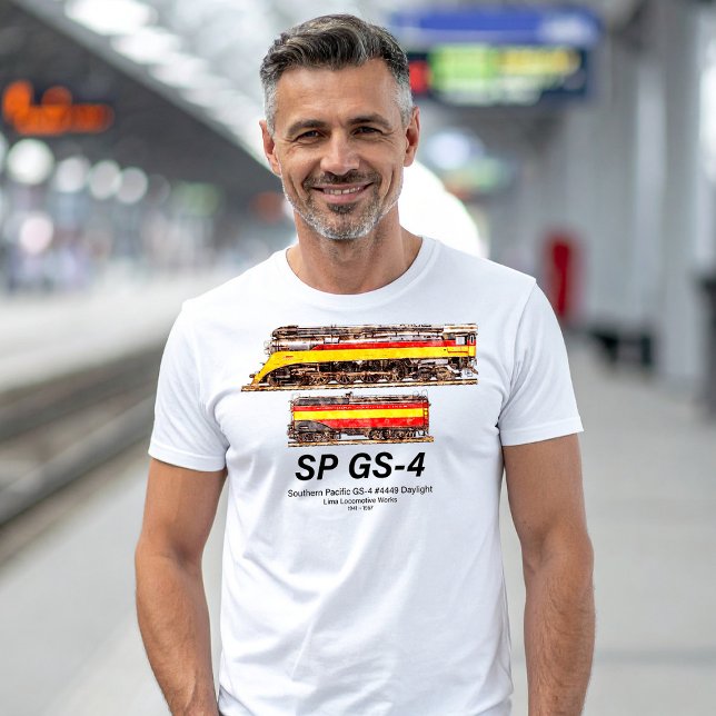 Southern Pacific GS-4 Daylight ånglok T Shirt (Southern Pacific GS-4 Daylight Steam Locomotive. Mens Basic T-Shirt)