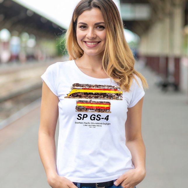 Southern Pacific GS-4 Daylight ånglok T Shirt (Southern Pacific GS-4 Daylight Steam Locomotive. Womens Basic T-Shirt)
