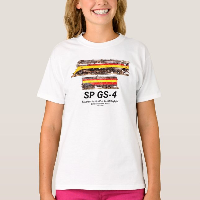 Southern Pacific GS-4 Daylight Steam Locomotive T Shirt (Framsida)