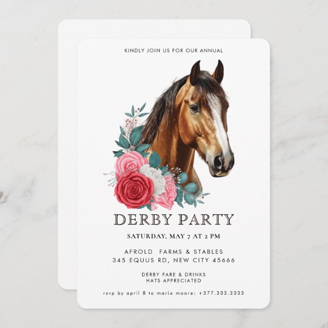 Southern Style Derby Party Invitation Inbjudningar (Fram/baksida)
