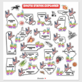 Southern U.S. Region – Educational Sticker Map Klistermärken
