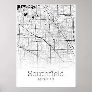 Southfield Karta - Michigan - City Karta Poster