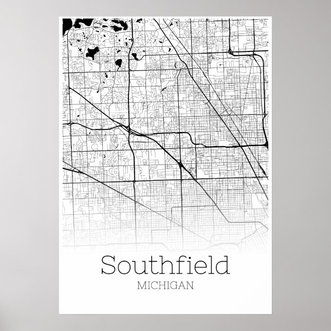 Southfield Karta - Michigan - City Karta Poster (Framsidan)