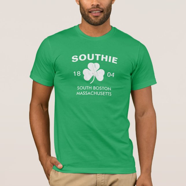 Southie Boston Massachusetts 1804 med shamrocken T Shirt (Framsida)