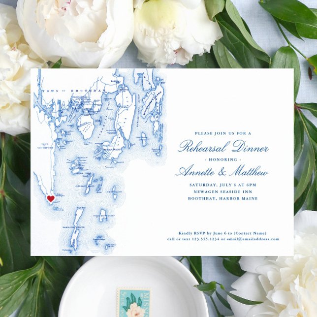 Southport Boothbay Harbor Rehearsal Dinner Inbjudningar (Southport Maine Rehearsal Dinner invitations are perfect for your Boothbay Destination Wedding)
