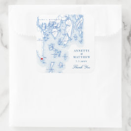 Southport Boothbay Harbour Maine Wedding Favor Fyrkantigt Klistermärke