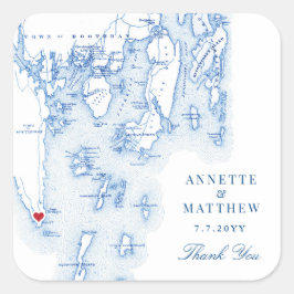 Southport Boothbay Harbour Maine Wedding Favor Fyrkantigt Klistermärke