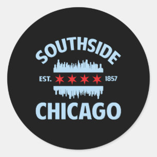 Southside Chicago Flagga Skyline Runt Klistermärke