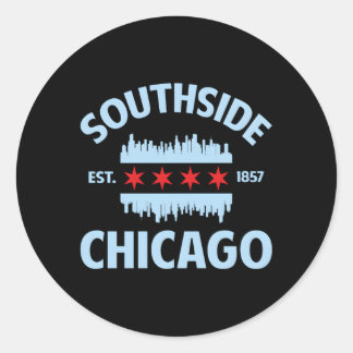 Southside Chicago Flagga Skyline Runt Klistermärke