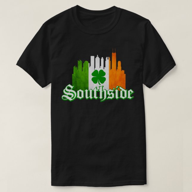 Southside Irish Pride Chicago Sky line Windy City  T Shirt (Design framsida)