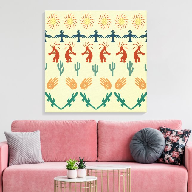 Southwest American Indian Tribal Petroglyphs Art Canvastryck (Insitu (Vardagsrum))