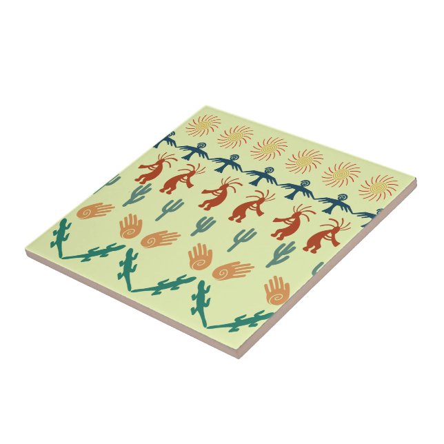 Southwest American Indian Tribal Petroglyphs Art Kakelplatta (Sidan)