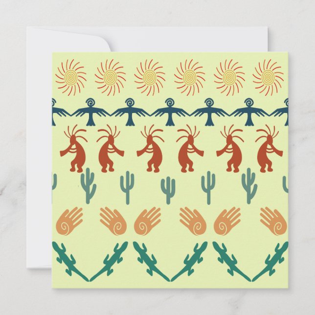 Southwest American Indian Tribal Petroglyphs Art Kort (Framsida)