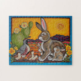 Southwest Animals Wildlife Rabbit Quail Puzzle Pussel