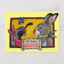 Southwest Arizona Animal Rabbit Quail Souvenir Vykort