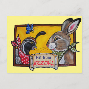 Southwest Arizona Animal Rabbit Quail Souvenir Vykort