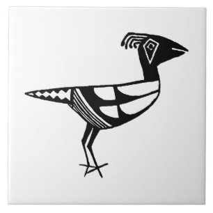Southwest Art Ancient Mimbres Pottery Bird Kakelplatta