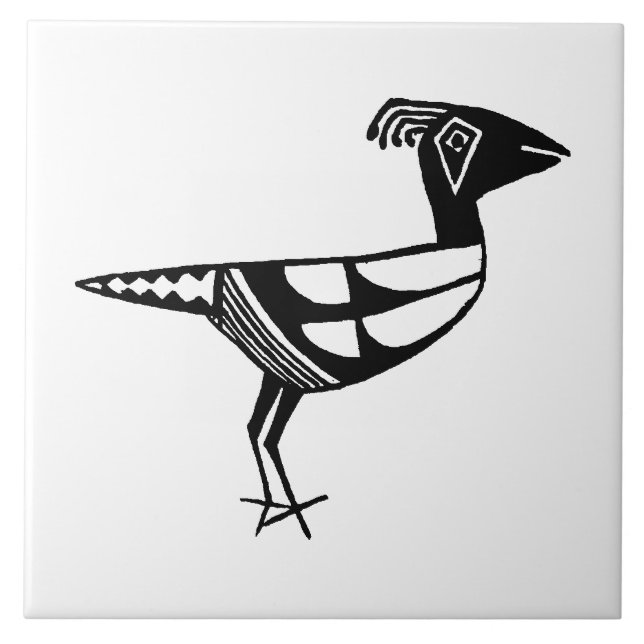 Southwest Art Ancient Mimbres Pottery Bird Kakelplatta (Framsidan)