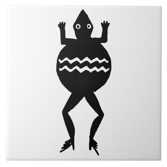 Southwest Art Ancient Mimbres Pottery Frog Kakelplatta (Framsidan)