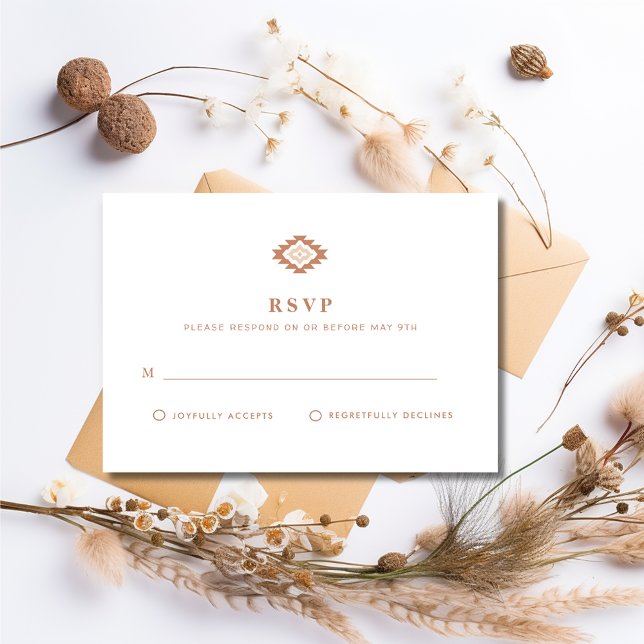 Southwest Boho Desert Bröllop OSA Kort (Southwestern Boho Desert Wedding RSVP card)