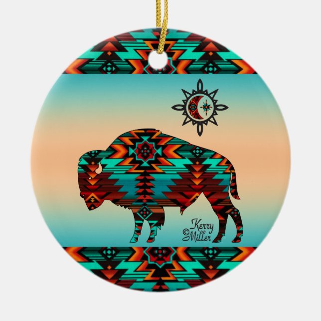 Southwest Buffalo Ceramic Ornament (Framsidan)