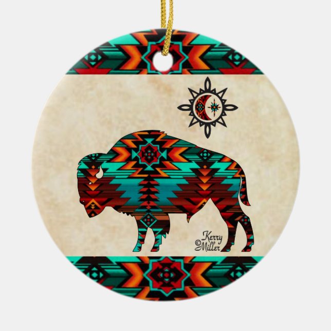 Southwest Buffalo Ceramic Ornament (Framsidan)