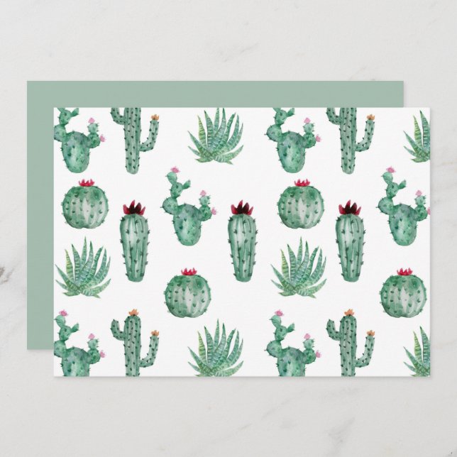 Southwest Cactus Botanical Note Card Anteckningskort (Fram/baksida)