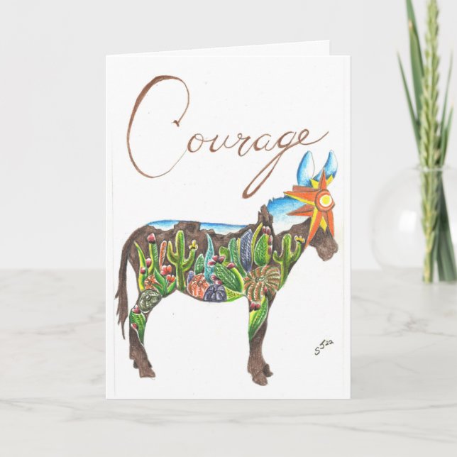 Southwest Cactus Mule by Sherry Jarvis FolCard Tack Kort (Framsida)