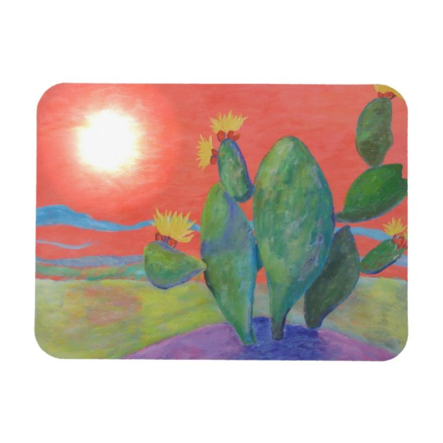 Southwest Cactus Sunset Magnet (Horisontell)