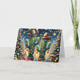 Southwest Cactus with Cowboy Hat Christmas Helgkort