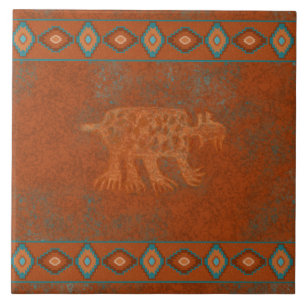 Southwest Canyons Bobcat Petroglyph Borderade Kakelplatta