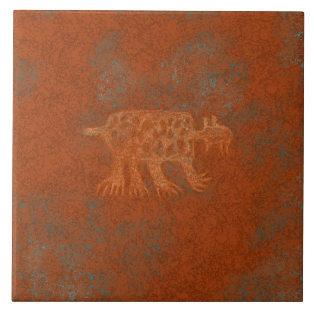 Southwest Canyons Bobcat Petroglyph Kakelplatta (Framsidan)