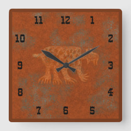 Southwest Canyons Bobcat Petroglyphs Westernare St Fyrkantig Klocka