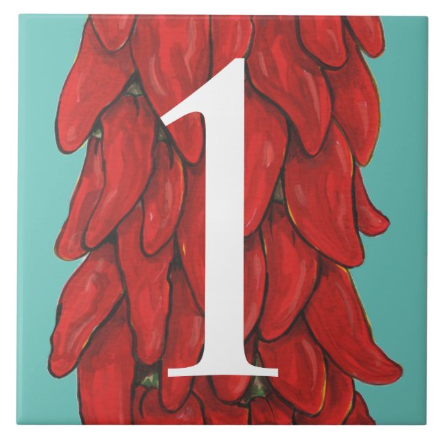 Southwest Chili Pepper House Numeral 1 Turcos Kakelplatta (Framsidan)