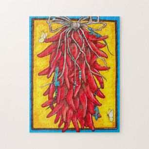Southwest Chili Pepper Ristra Lizard Puzzle Pussel