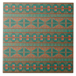 Southwest Copper Teal Geometric Mönster Kakelplatta