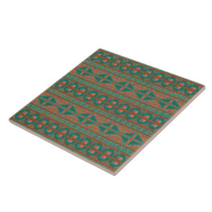 Southwest Copper Teal Geometric Mönster Kakelplatta