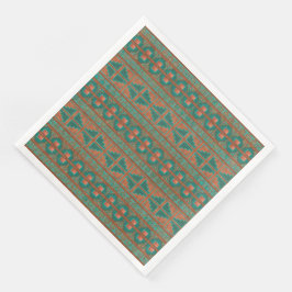 Southwest Copper Teal Geometric Mönster Pappersservett