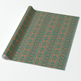 Southwest Copper Teal Geometric Mönster Presentpapper