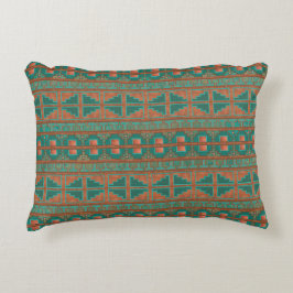 Southwest Copper Teal Geometric Mönster Prydnadskudde