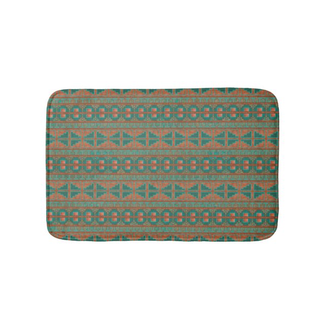 Southwest Copper Teal Geometric Mönster Small Badrumsmatta (Framsidan)