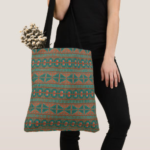 Southwest Copper Teal Geometric Mönster Tygkasse