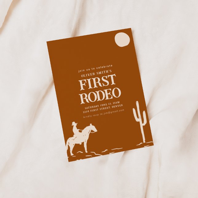 Southwest Cowboy First Rodeo Födelsedagsfest Invie Inbjudningar (Skapare uppladdad)
